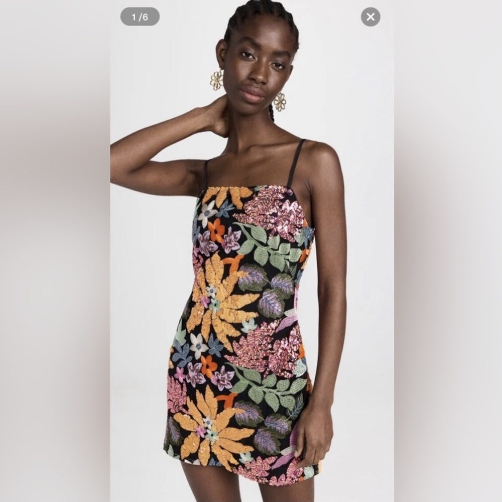 Endless Rose Floral Embroidered Dress - Black, Orange, Pink, Green
